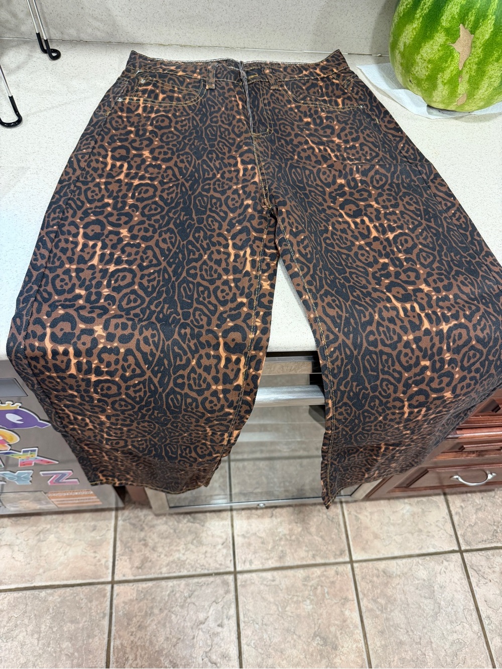 Women’s  Brown Leopard Print Casual Pants